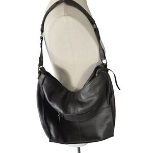 The Sak Genuine Leather Pebbled Dark Gray Studded Hobo Shoulder Bag Purse